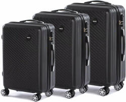 Dollcini Dollcini, Világjáró Bőrönd, ABS anyagú, Több méretben, Több színben - 3 db set - Fekete (SBC1174D)