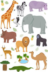 Eosette Autocolant de perete pentru copii - Animale din Africa - 60x90 cm