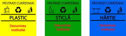 Eosette Autoconte Colectare Selectiva - Plastic, Sticla, Hartie - Set 3 buc - 30x30 cm