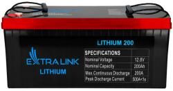 ExtraLink Baterie LiFePO4 pentru UPS, Extralink, 200Ah, 12.8V, BMS, IP65, ABS, M8, Multifunctionala, Negru (EX.30479)