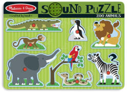 Melissa & Doug - Puzzle de lemn cu sunete Animale de la Zoo (MD0727)