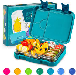 Klarstein Junior Lunchbox, 6 compartimente, 21, 3 x 15 x 4, 5 cm (L x Î x l), fără BPA (SMF4-jnrpetrlsea) (SMF4-jnrpetrlsea)