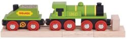 Bigjigs Toys Locomotiva Bigjigs Rail Green cu tender + 3 sine (DDBJT419)