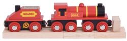 Bigjigs Toys Locomotiva Bigjigs Rail Red cu tender + 3 sine (DDBJT418)