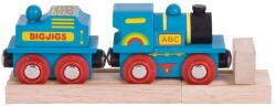 Bigjigs Toys Mașină Bigjigs Rail Blue cu tender + 2 șine (DDBJT411) Trenulet