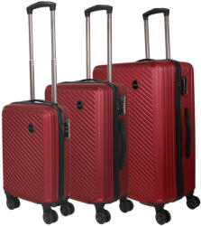 HaChi Boston Pro bordó 4 kerekű 3 részes bőrönd szett (Boston-PRO-szett-bordo)