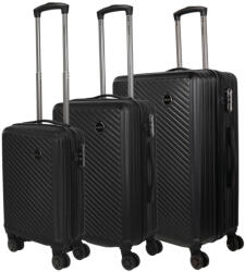 HaChi Boston Pro fekete 4 kerekű 3 részes bőrönd szett (Boston-PRO-szett-fekete)