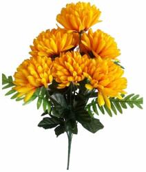 4-Home Buchet artificial de Crizanteme, galben închis, înălțime 58 cm