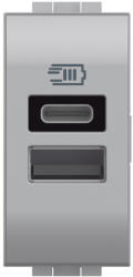 Legrand Priza USB 1M Tip A+C 5V Living Light Bticino aluminiu NT4191AC (NT4191AC)