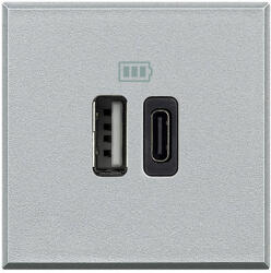 Legrand Priza USB tip A+C dubla 5V 3000mA Axolute Bticino 2M aluminiu HC4287C2 (HC4287C2)