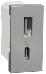 Schneider Electric Priza USB tip A + C 1M 2.4A Schneider Noua Unica aluminiu NU301630 (NU301630)