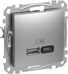 Schneider Electric Priza USB tip A+C 45W Schneider Sedna aluminiu SDD113404 (SDD113404)