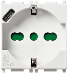 Vimar Priza universala + USB tip C 2M Vimar Plana alb 14210. USB (14210.USB)