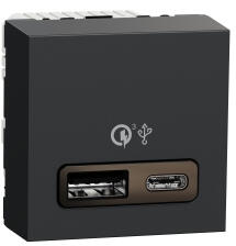 Schneider Electric Priza USB tip A + C 2M 2.4A 18W Schneider Noua Unica antracit NU301954 (NU301954)