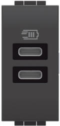Legrand Priza USB 1M Tip C alimentare dubla 5V Living Light Bticino antracit L4191CC (L4191CC)