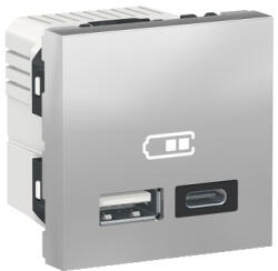 Schneider Electric Priza USB tip A + C 2M 2.4A 12W Schneider Noua Unica aluminiu NU301830 (NU301830)
