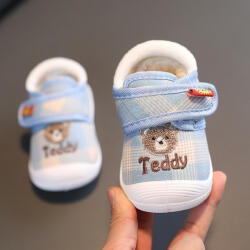 Superbebeshoes Pantofi imblaniti in carouri bleu - Teddy