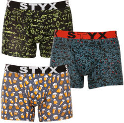 Styx 3PACK férfi boxeralsó Styx hosszú art sportos gumipánt többszínben (3U12672) S