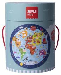 APLI Puzzle circular APLI, 48 de piese, APLI Kids "Circular Puzzle", harta lumii (18201)