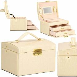 Springos cutie de bijuterii cu oglindă #beige-roz (HA1076)