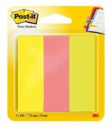 3M Etichetă de marcare 3M POSTIT, hârtie, 3x100 coli, 25x76 mm, 3M POSTIT, culori neon mixte (7100172769)