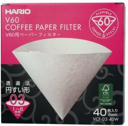 HARIO V60-03 (VCF-03-40W) papír kávéfilter, fehér, 40 db (VCF-03-40W)