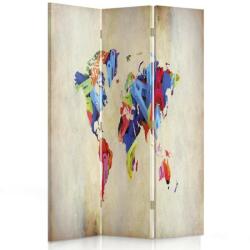 Gario Paraván Színes világtérkép Méret: 110 x 170 cm, Kivitelezés: Klasszikus paraván