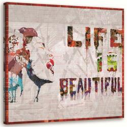 Gario Vászonkép Banksy falfestmény - az élet szép Méret: 30 x 30 cm