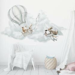 Gario Falmatrica gyerekeknek Adventure in the sky - macska holégballonban és kutya sárkányrepülon Méret: 120 x 67 cm