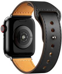 Apple Watch 1/2/3/4/5/6/7/8/9/SE (38/40/41mm) TRPH bőr óraszíj fekete
