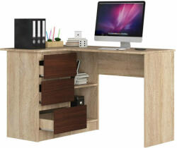  Sarok íróasztal - Akord Furniture - 124 cm - sonoma tölgy / wenge (5907504381350)