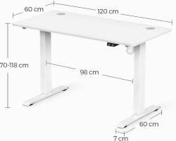 VASAGLE Íróasztal / számítógépasztal tárolóval - elektromos magasság állí (LSD011W01)
