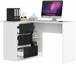  Sarok íróasztal - Akord Furniture - 124 cm - fehér / magasfényű g (5907504385389)