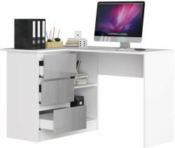  Sarok íróasztal - Akord Furniture - 124 cm - fehér / magasfényű s (5907504385396)