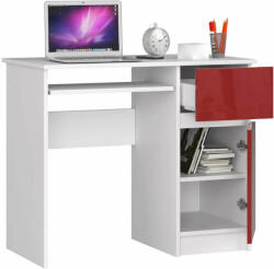  Íróasztal - Akord Furniture - 90 cm - fehér / magasfényű bordó (5907504387888)