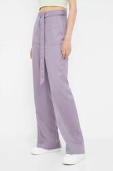 Calvin Klein pantaloni femei, culoarea violet, drept, high waist 9BYX-SPD00G_48X