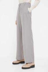 Calvin Klein pantaloni de lana culoarea gri, drept, high waist 9BYX-SPD00F_90X