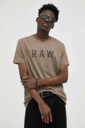 G-Star Raw tricou din bumbac culoarea maro, cu imprimeu PPYX-TSM1DI_78X