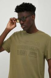 G-Star Raw tricou din bumbac culoarea verde, cu imprimeu PPYX-TSM1DH_81X