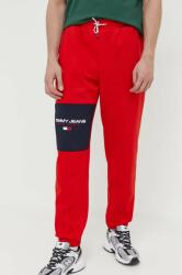 Tommy Jeans pantaloni de trening culoarea rosu, cu imprimeu 9BYX-SPM01L_33X