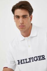 Tommy Hilfiger polo de bumbac culoarea alb, cu imprimeu 9BYX-POM008_00X (MW0MW31676)