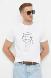 Karl Lagerfeld tricou barbati, culoarea alb, cu imprimeu 9BYX-TSM018_00X