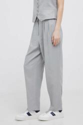 DKNY pantaloni din in culoarea gri, mulata, high waist 9BYX-SPD039_09X