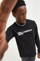 Karl Lagerfeld Jeans longsleeve din bumbac culoarea negru, cu imprimeu 9BYX-TSM0AN_99X