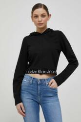 Calvin Klein bluza femei, culoarea negru, cu glugă, cu imprimeu 9BYX-BLD01C_99X