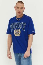 Tommy Jeans tricou din bumbac culoarea albastru marin, cu imprimeu 9BYX-TSM03E_59X