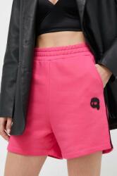Karl Lagerfeld pantaloni scurti femei, culoarea roz, cu imprimeu, high waist 9BYX-SZD01T_42X