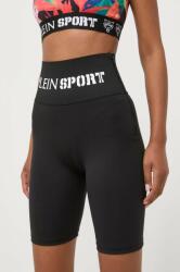 Plein Sport pantaloni scurti femei, culoarea negru, cu imprimeu, high waist 9BYX-SZD06L_99X
