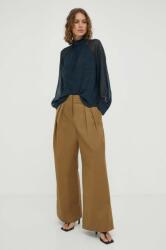 Lovechild pantaloni femei, culoarea bej, lat, high waist 9BYX-SPD08B_08X