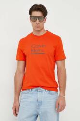 Calvin Klein tricou din bumbac culoarea portocaliu, cu imprimeu 9BYX-TSM01N_23X